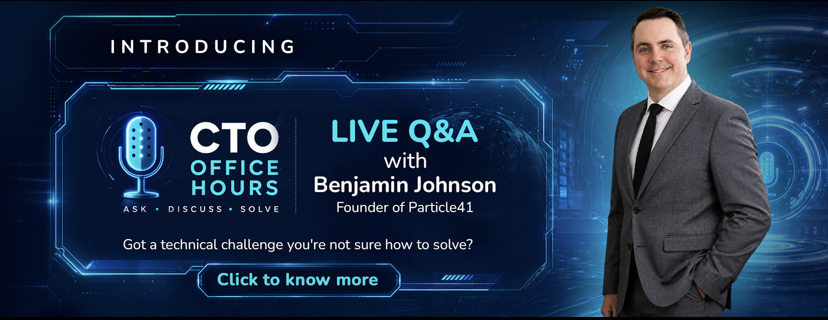 Introducing CTO Office Hours — Ask, Discuss, Solve. Live Q&A with Benjamin Johnson, Founder of Particle41. Reserve your spot.